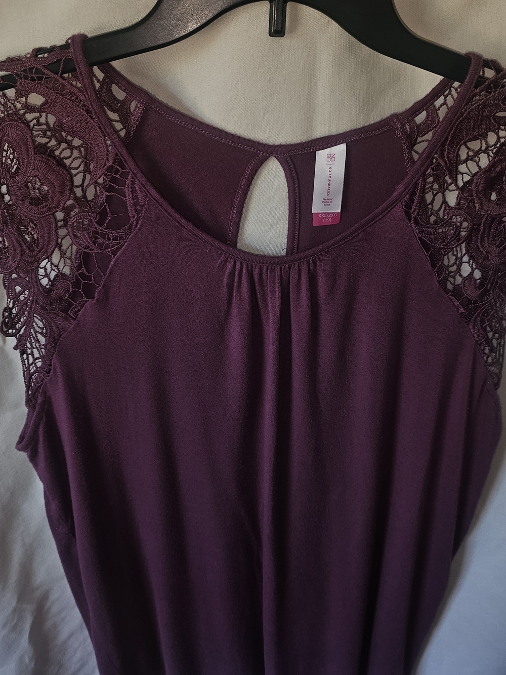 No Boundaries Plum Lace Sleeve Tank Top - Picture 2 of 4